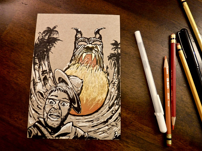 Fireball Island adventure board game drawing fireball fireball island illustration indiana jones ink jungle safari