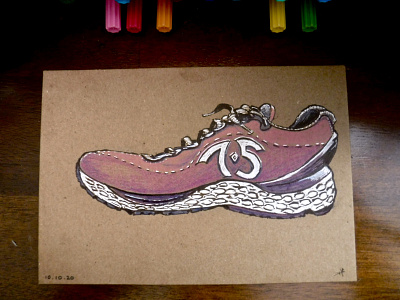 Never Stop colored pencils drawing illustration ink proud running shoe