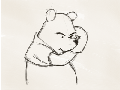 Think think... disney illustration lines pose sketch winnie the pooh