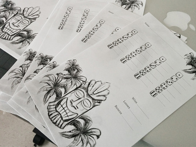 Sketch - Luau Bunco Cards bunco dice illustration luau sketch tiki wacom