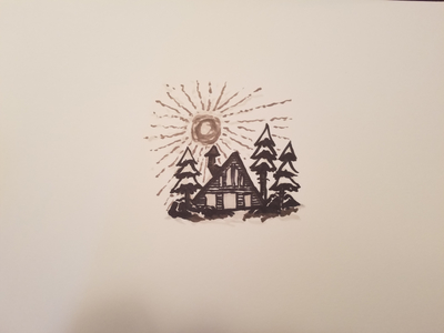 Got a Cabin in Manolo... 116 aframe cabin copic drawing illustration woods