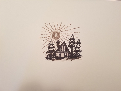Got a Cabin in Manolo... 116 aframe cabin copic drawing illustration woods