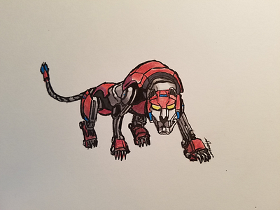Red Lion - Face Off colored pencil copic defender of the universe drawing illustration ink red lion voltron