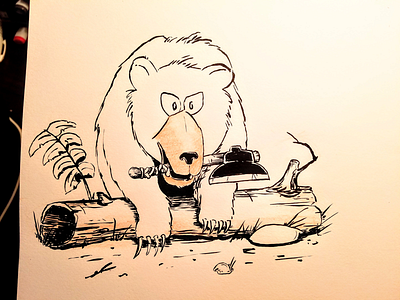 The Bear axe comic drawing illustration ink inktober len mountain man
