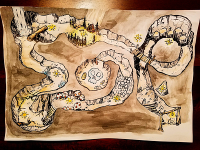 Quest Map drawing dungeon game illustration ink map quest watercolor