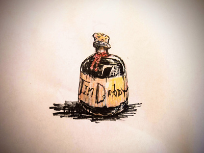 Always Handy, Jim Dandy alcohol bottle bourbon colored pencils drawing illustration ink sketch