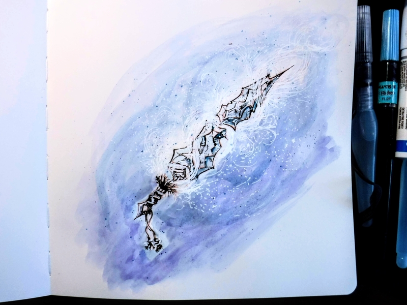 D&D Armory: Blizzard Blade concept dnd dndarmory dungeons and dragons ice illustration ink sword watercolor weapon