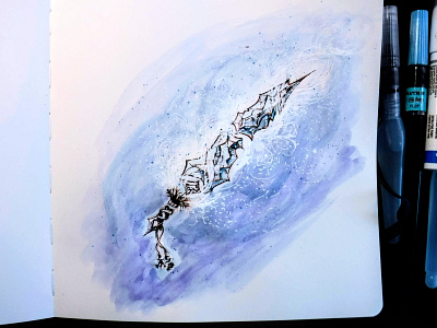 D&D Armory: Blizzard Blade concept dnd dndarmory dungeons and dragons ice illustration ink sword watercolor weapon