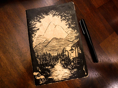 The Next Chapter cabin cover art cs lewis forest illustration ink journal journey lotr mountains path tolkien woodsman