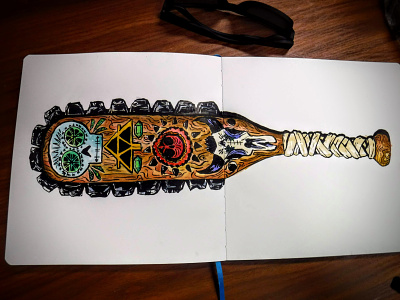 D&D Armory: Obsidian Macuahuitl of Plant Slaying aztec dnd dndarmory drawing illustration ink pizza paddle watercolor weapon