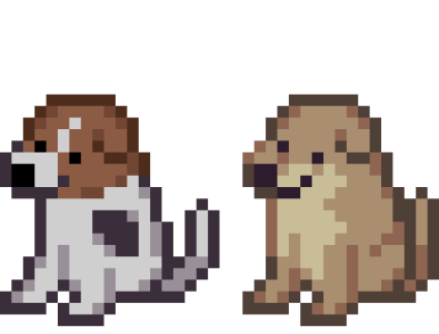 Puppies cute dogs pixel art retro sprite