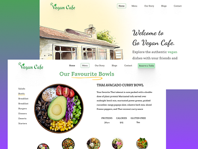 Go Vegan Cafe Website Design animation book table cafe design menu reserve table ui ux vegan cafe