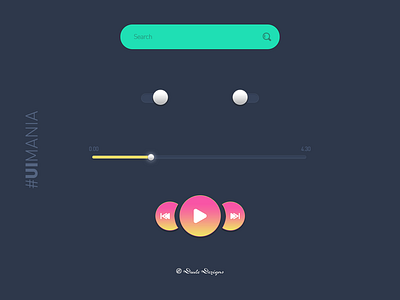 UI Elements | Music App | #UIMania animation app design dude dezigns flat graphic design icon illustrator ui uiux user interface design ux vector
