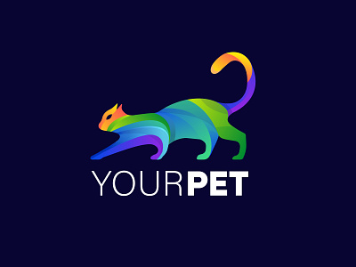 pet cat colorful gradient logo design