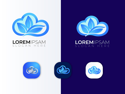 leaf + cloud logo design