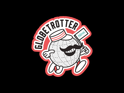 Globe Trotter Nine. Sticker cartoon character clothing design globe logo print sticker