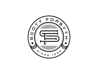 Scott Forsyth Logo Crest black circle crest dance design hiphop logo minimal white