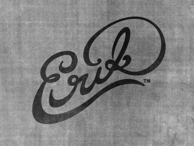 e-script A egotistical hand lettering logo narcissistic script type