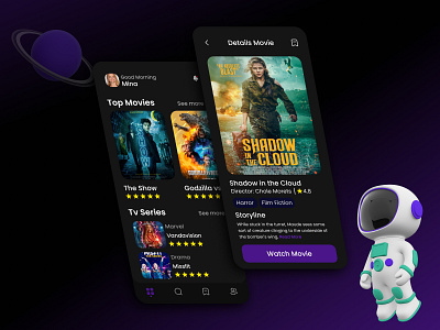 Movie Stream Application 3d darkmode graphic design movie ui ux