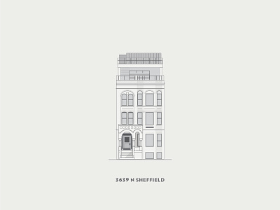 3639 Sheffield architecture building buildings facade illustration monochromatic rooftop