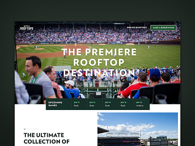 Wrigley Rooftops Home Page baseball design interface modern site sleek sports ticketing ui ui design user interface website