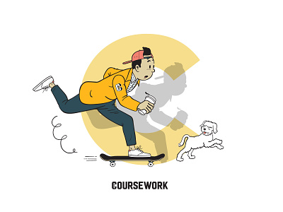 Coursework Kid apparel art character coffee coursework illustration skateboard streetwear t shirt
