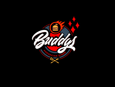 Buddys Diner brand identity branding design flat logo graphic design logo logo design minimal logo retro logo vector vintage logo