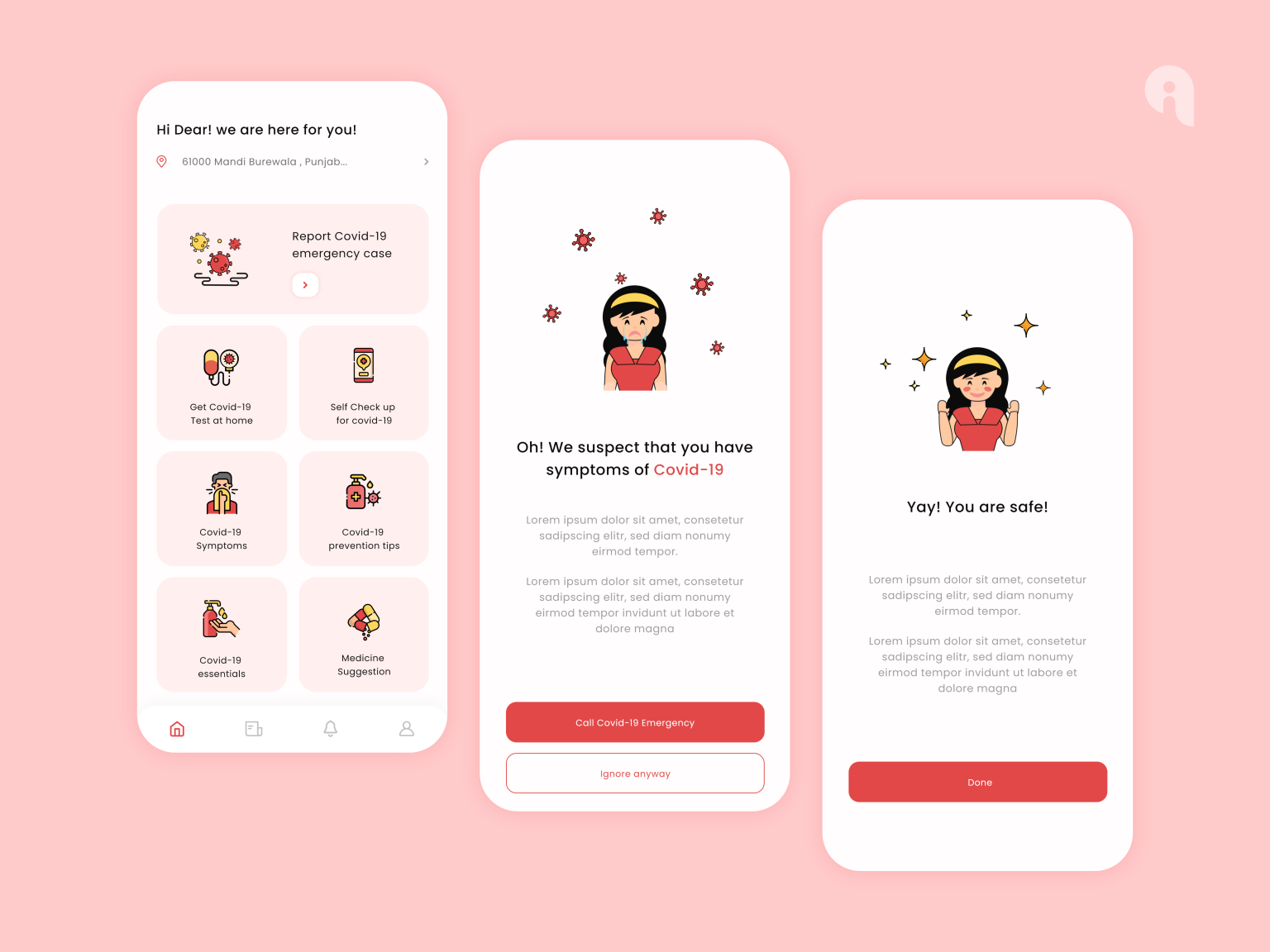 Covid App UI by Iqra Ishaq on Dribbble