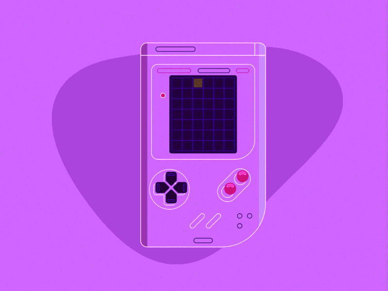 Tetris 90s game gameboy illustration motion motion graphic neon pixel purple retro tetris vector vector illustration