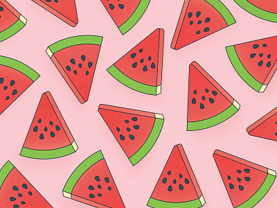 Watermelon Pattern food illustration illustration linework pattern pink summer vector vector illustration watermelon