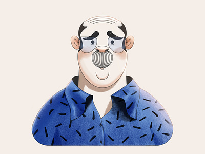 Uncle Earl blue character character design digital painting illustration mustache portrait illustration shading shirt vector vector illustration