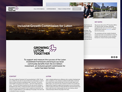 Growing Luton Together Website commission inclusive growth luton website