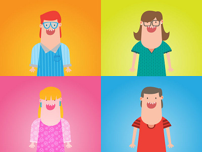 Movilianos characters employers happy illustration movile vintage