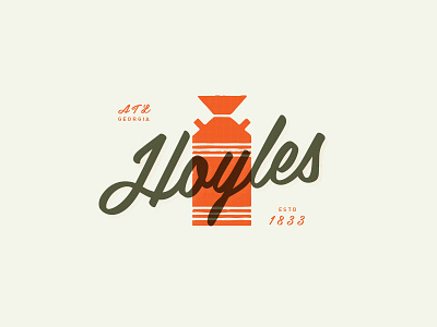 Logo for Hoyle's Restaurant & Bar bar branding design identity milk jug restaurant retro script vintage