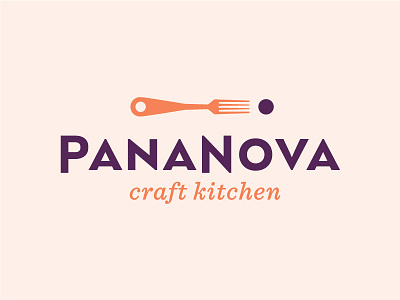 PanaNova Craft Kitchen brand identity branding design fork identity logo orange purple restaurant typography