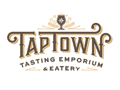 TapTown Final Logo + Visual identity beer brand identity branding brewery brewpub custom typography design food goblet identity illustration logo restaurant typography