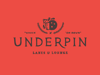 Underpin Lanes + Lounge Pt. II bar bar logo black bowling bowling ball bowling logo branding design icon illustration logo red restaurant shaker shaker tin texture
