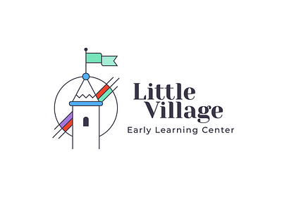 Little Village (1/3) blue branding design logo purple red teal typography vector