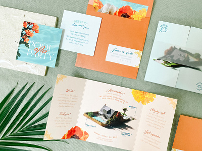 Juan & Erin, pt. II (1/3) invitation mint orange paper goods stationery design wedding
