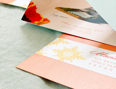 Juan & Erin, pt. II (2/3) invitation mint orange paper goods pattern procreate stationery design wedding