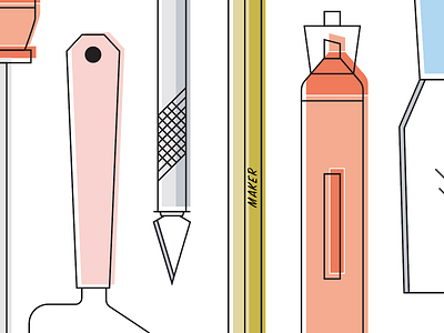 Maker Tools green illustration line drawing linkedin pink