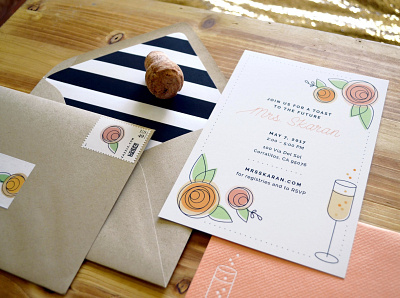 Mrs. Skaran handlettering illustration invitation lettering peach stationery