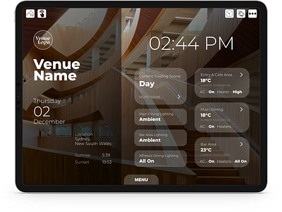 iPad App GUI for Smart Venue Automation System app design automation gui icons ipad smart home ui uix venue