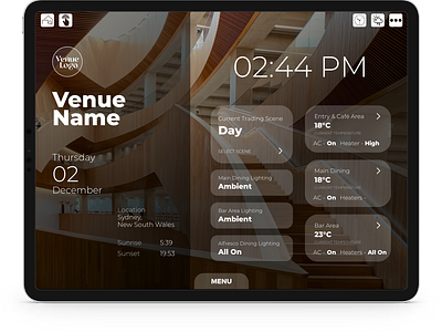 iPad App GUI for Smart Venue Automation System