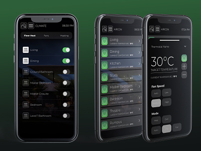 Phone GUI for Smart Home Automation App app design automation gui icons smart home uix