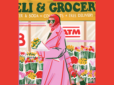 Deli & Grocery fashion flower illustration painting women