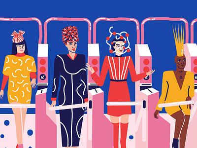 hat contest fashion illustration nyc subway women