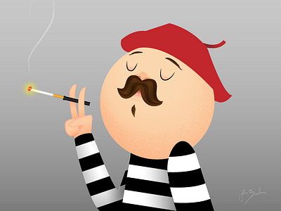 He don't care! animation beret cartoon cigarette shading smoking snooty