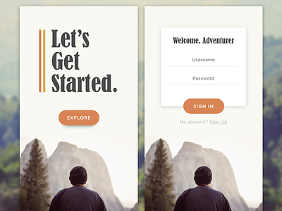 Daily UI #001 70s adventure app daily ui interface nature onboarding retro ui ux