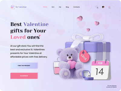 Gift Shop Landing 3d design gift shop landing landing page love made in figma neomorphism purple and pink ui valentines day web design